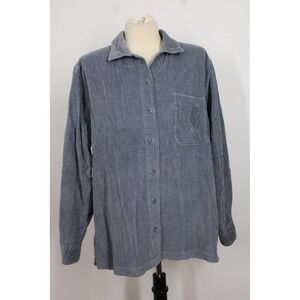 L.L. Bean LP Blue Corduroy Shirt Jacket Long Sleeve Button Front Pocket